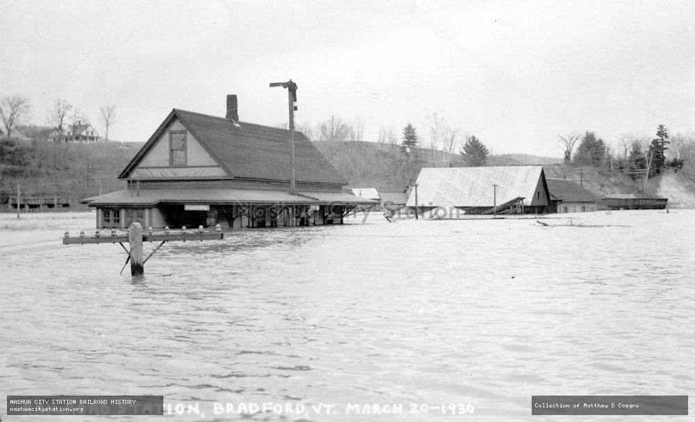 Postcard: Railroad Station, Bradford, Vermont - March 20, 1936